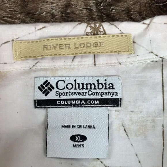 Columbia River Lodge Shirt Men's XL White Pirate Treasure Map Nautical Print - Picture 6 of 7